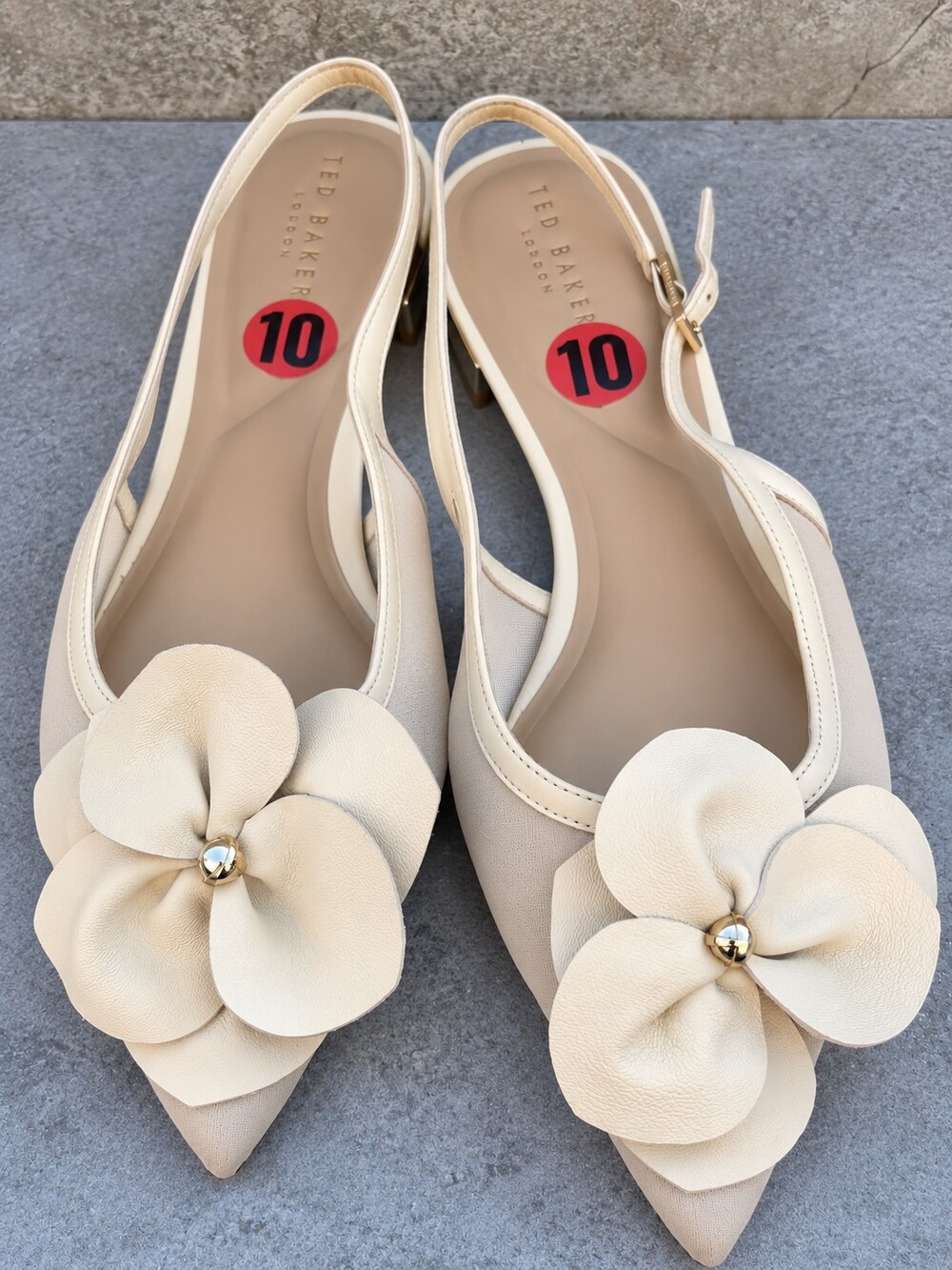 Ted Baker Lili Rose Ivory Floral Slingback Flats Size 10 - Picture 4 of 7